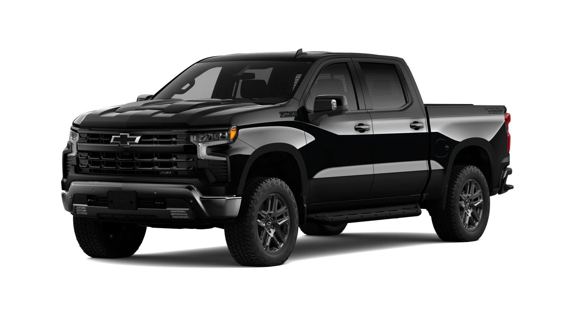 2026 Chevrolet Silverado 1500 LT Trail Boss in Black — front three-quarter view